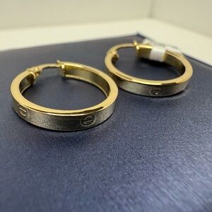 18K Yellow Gold Hoop Earrings, 18mm